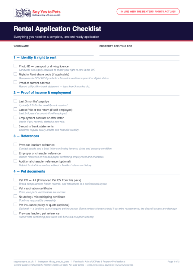 Preview of the Rental Application Checklist template