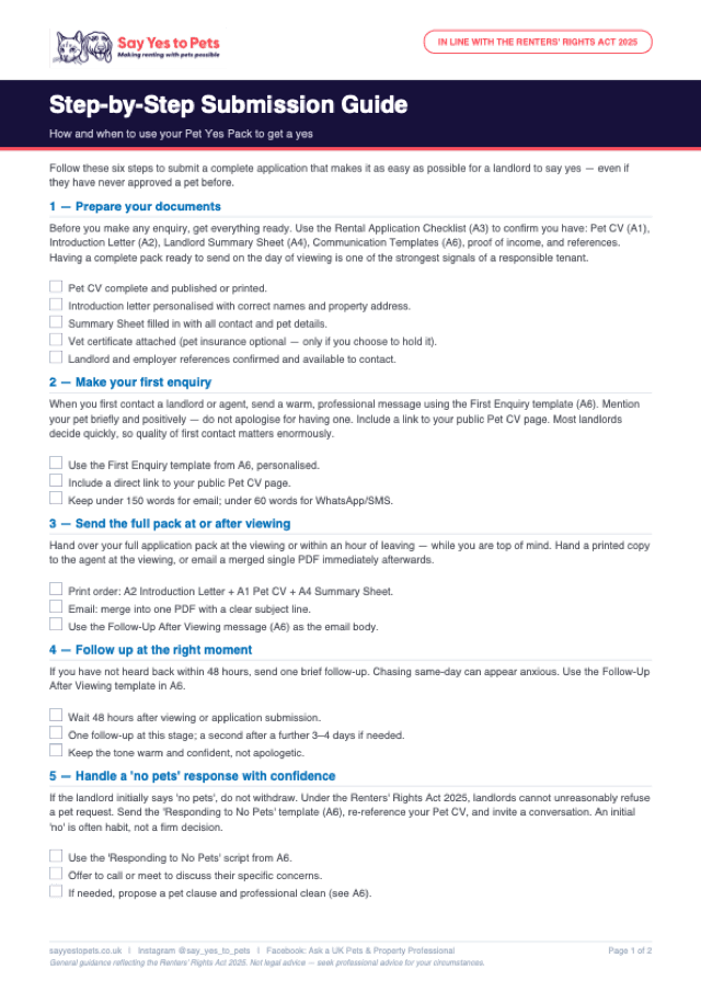 Preview of the Step-by-Step Submission Guide template